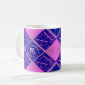 Fancy mam-tekst in blauw en Paars Koffiemok (Voorkant links)