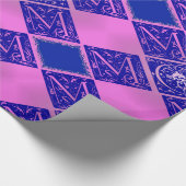 Fancy mam-tekst in blauw en Paars omslagpapier Cadeaupapier (Hoek)