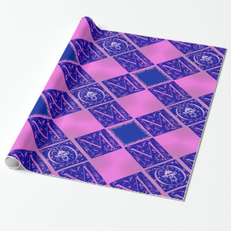Fancy mam-tekst in blauw en Paars omslagpapier Cadeaupapier