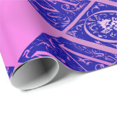 Fancy mam-tekst in blauw en Paars omslagpapier Cadeaupapier (Rol Hoek)
