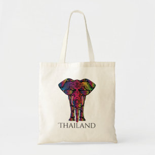 Fancy Mandala Olifant Bright Bold Kleuren Thailand Tote Bag