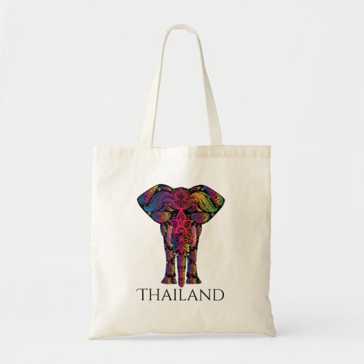Fancy Mandala Olifant Bright Bold Kleuren Thailand Tote Bag (Voorkant)