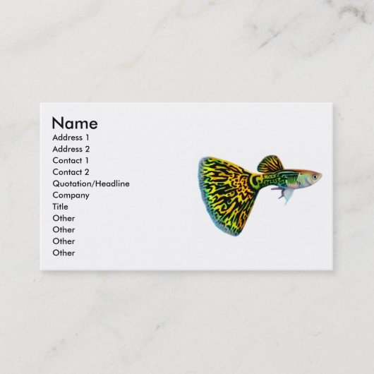 Fancy Mannelijke Guppy Profile Card Visitekaartje (Voorkant)