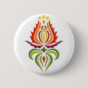 Fancy Mantle Embroidery - Hongaarse Folk Art Ronde Button 5,7 Cm