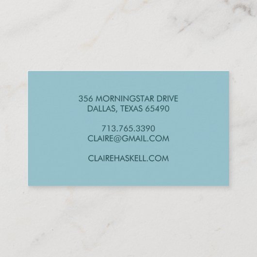 Fancy Manuscript Blauw Blauwgroen Minimale Chic Visitekaartje (Achterkant)