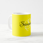 Fancy Manuscript Gepersonaliseerd Gele Kleur en Mo Koffiemok (Voorkant links)
