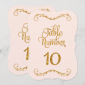 Fancy Manuscript Glitter Table Number 10 Weddings Kaart (Voorkant / Achterkant)