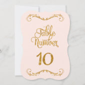 Fancy Manuscript Glitter Table Number 10 Weddings Kaart (Voorkant)