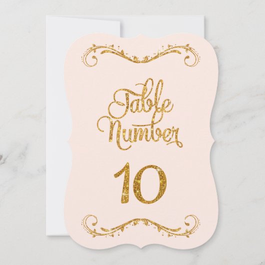 Fancy Manuscript Glitter Table Number 10 Weddings Kaart (Achterkant)
