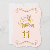 Fancy Manuscript Glitter Table Number 11 Weddings Kaart (Voorkant)