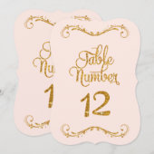Fancy Manuscript Glitter Table Number 12 Weddings Kaart (Voorkant / Achterkant)