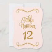 Fancy Manuscript Glitter Table Number 12 Weddings Kaart (Voorkant)