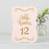 Fancy Manuscript Glitter Table Number 12 Weddings Kaart (Staand voorkant)