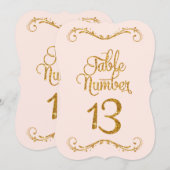 Fancy Manuscript Glitter Table Number 13 Weddings Kaart (Voorkant / Achterkant)