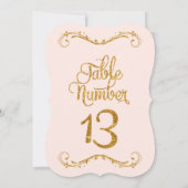 Fancy Manuscript Glitter Table Number 13 Weddings Kaart (Achterkant)