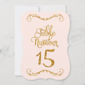 Fancy Manuscript Glitter Table Number 15 Weddings Kaart (Voorkant)