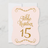 Fancy Manuscript Glitter Table Number 15 Weddings Kaart (Achterkant)
