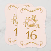Fancy Manuscript Glitter Table Number 16 Weddings Kaart (Voorkant / Achterkant)