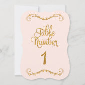Fancy Manuscript Glitter Table Number 1 Weddenscha Kaart (Achterkant)