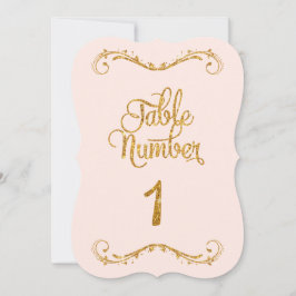 Fancy Manuscript Glitter Table Number 1 Weddenscha Kaart