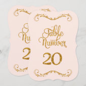 Fancy Manuscript Glitter Table Number 20 Weddings Kaart (Voorkant / Achterkant)