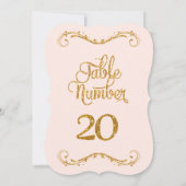 Fancy Manuscript Glitter Table Number 20 Weddings Kaart (Achterkant)