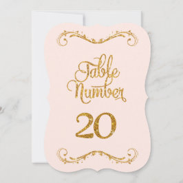 Fancy Manuscript Glitter Table Number 20 Weddings Kaart