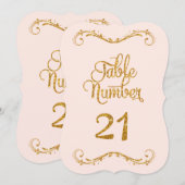 Fancy Manuscript Glitter Table Number 21 Weddings Kaart (Voorkant / Achterkant)