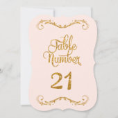 Fancy Manuscript Glitter Table Number 21 Weddings Kaart (Voorkant)