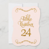Fancy Manuscript Glitter Table Number 24 Weddings Kaart (Achterkant)