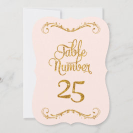 Fancy Manuscript Glitter Table Number 25 Weddings Kaart