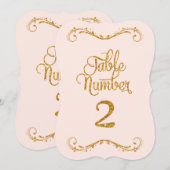 Fancy Manuscript Glitter Table Number 2 Weddenscha Kaart (Voorkant / Achterkant)