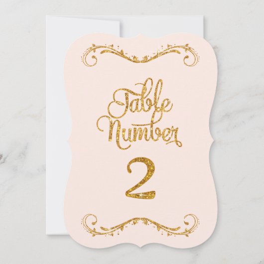 Fancy Manuscript Glitter Table Number 2 Weddenscha Kaart (Achterkant)