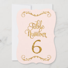 Fancy Manuscript Glitter Table Number 6 Weddenscha Kaart