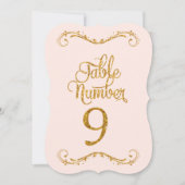 Fancy Manuscript Glitter Table Number 9 Weddenscha Kaart (Voorkant)