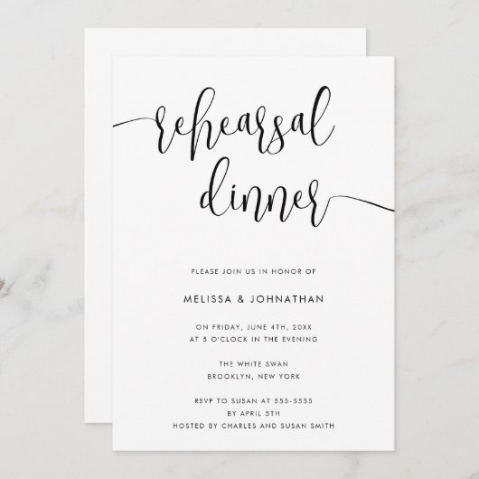 Fancy Manuscript Moderne Inbeluitnodiging van de r Kaart (Voorkant / Achterkant)