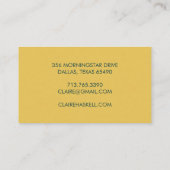 Fancy Manuscript Mustard Geel Blauwgroen Minimale  Visitekaartje (Achterkant)