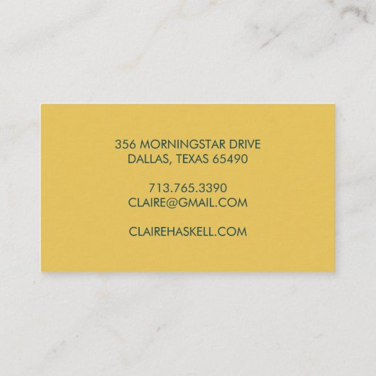 Fancy Manuscript Mustard Geel Blauwgroen Minimale  Visitekaartje (Achterkant)