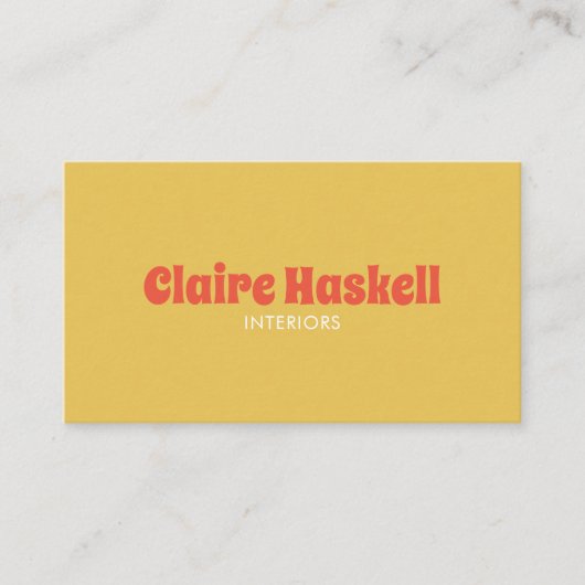 Fancy Manuscript Mustard Tomato Red Chic Minimal Visitekaartje (Voorkant)