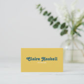 Fancy Manuscript Mustard Yellow Chic Minimal Socia Visitekaartje (Staand voorkant)