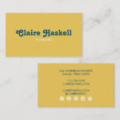 Fancy Manuscript Mustard Yellow Chic Minimal Socia Visitekaartje (Voorkant / Achterkant)