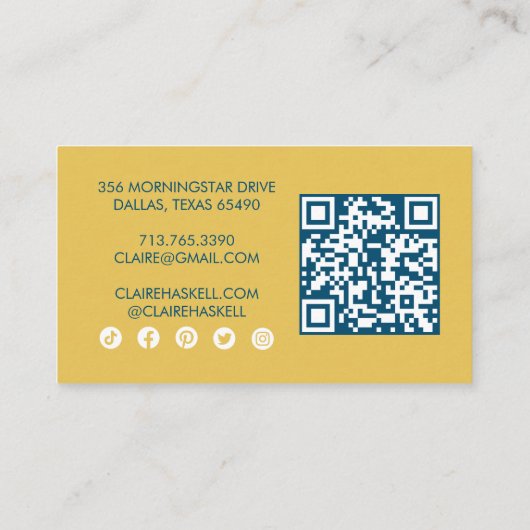 Fancy Manuscript Mustard Yellow Chic Minimale Soci Visitekaartje (Achterkant)