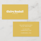 Fancy Manuscript Mustard Yellow White Chic Minimal Visitekaartje (Voorkant / Achterkant)