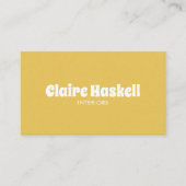 Fancy Manuscript Mustard Yellow White Chic Minimal Visitekaartje (Voorkant)