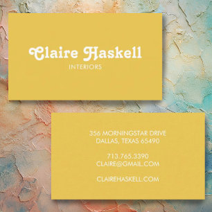 Fancy Manuscript Mustard Yellow White Chic Minimal Visitekaartje