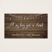 Fancy Manuscript, Rustic Wood & Lichten Drink Tick Visitekaartje (Voorkant)