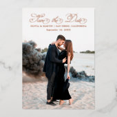 Fancy Manuscript sparen de Datum Folie Uitnodiging (Voorkant)