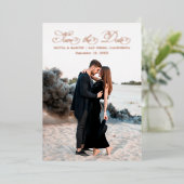 Fancy Manuscript sparen de Datum Folie Uitnodiging (Staand Voorkant)