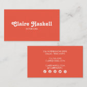 Fancy Manuscript Tomato Red Chic Minimale Sociale  Visitekaartje (Voorkant / Achterkant)