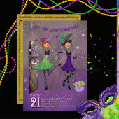 Fancy Mardi Gras Dancing Girls Party Purple Kaart